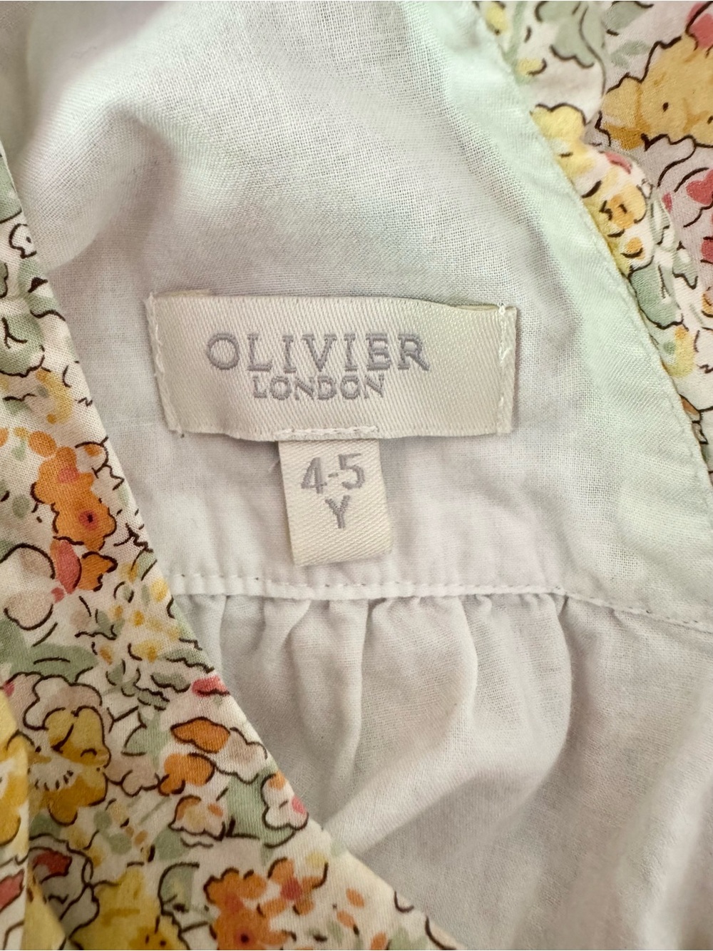 Olivier London Liberty Print Floral Dress Yellow, Orange & Green Size 4/5 EUC - Picture 13 of 14